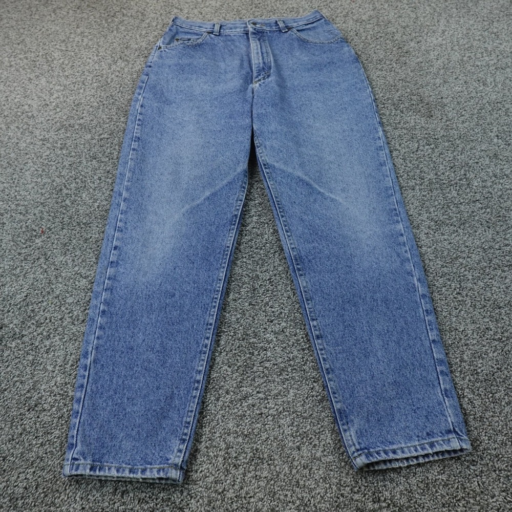 VTG Lee Jeans Womens 14 Light Blue Denim Pants High Rise Tapered Mom USA 90s